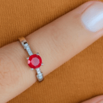 Red Square Zircon Ring