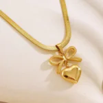 Bow Heart Tassel Pendant