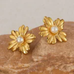 Pearl Flower Stud Earrings