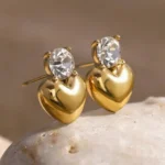 Stone Sweet Heart Studs - White